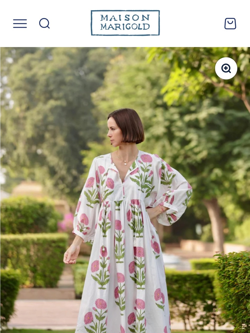 White Maxi Dress with Pink Floral Print